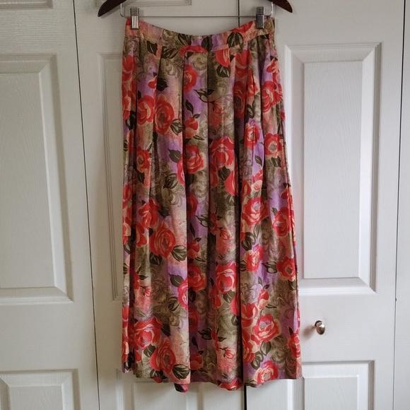 Dresses & Skirts - Vintage floral pleated maxi skirt Pendalton size 8 festival